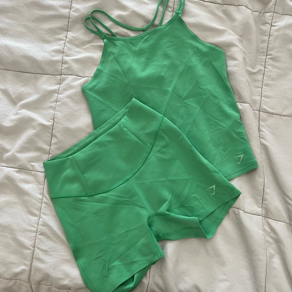 GymShark Green Apple Tank & Shorts Small NWOT